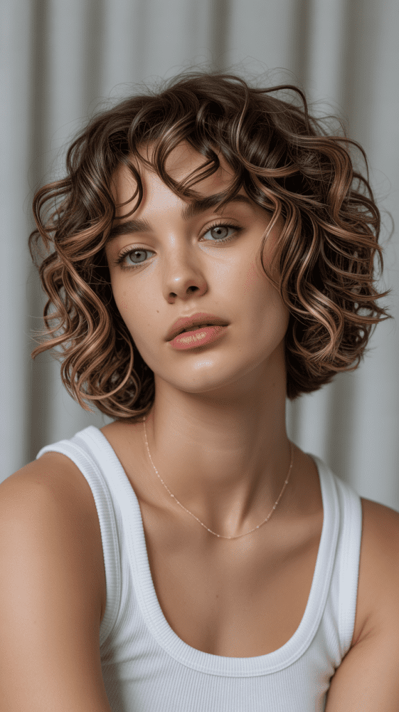 Curly Layered French Bob
