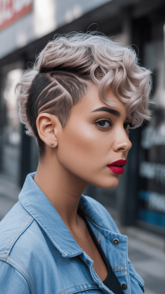 Curly Pixie with Side Undercut