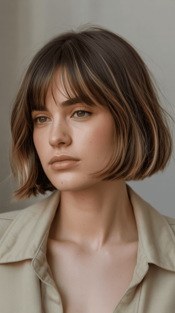 Ear-Length Bob with Curtain Bangs