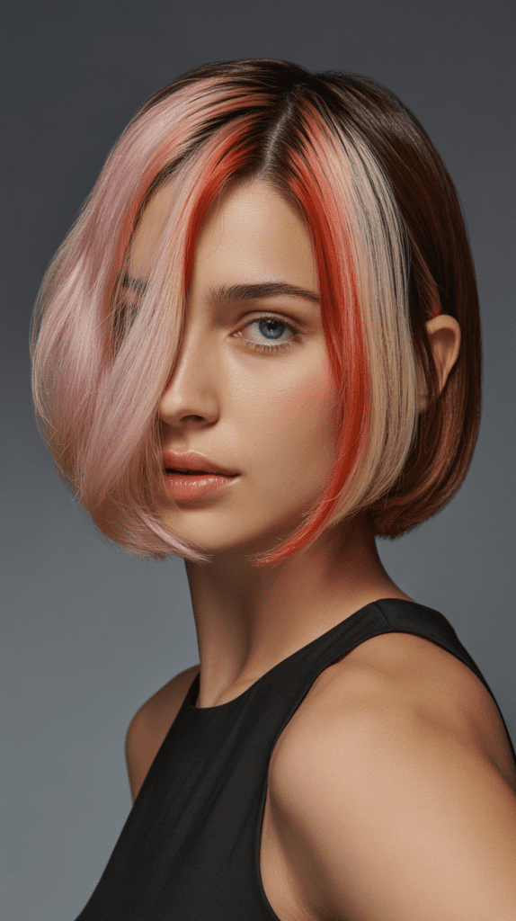 Ear-Length Bob with Color Blocking