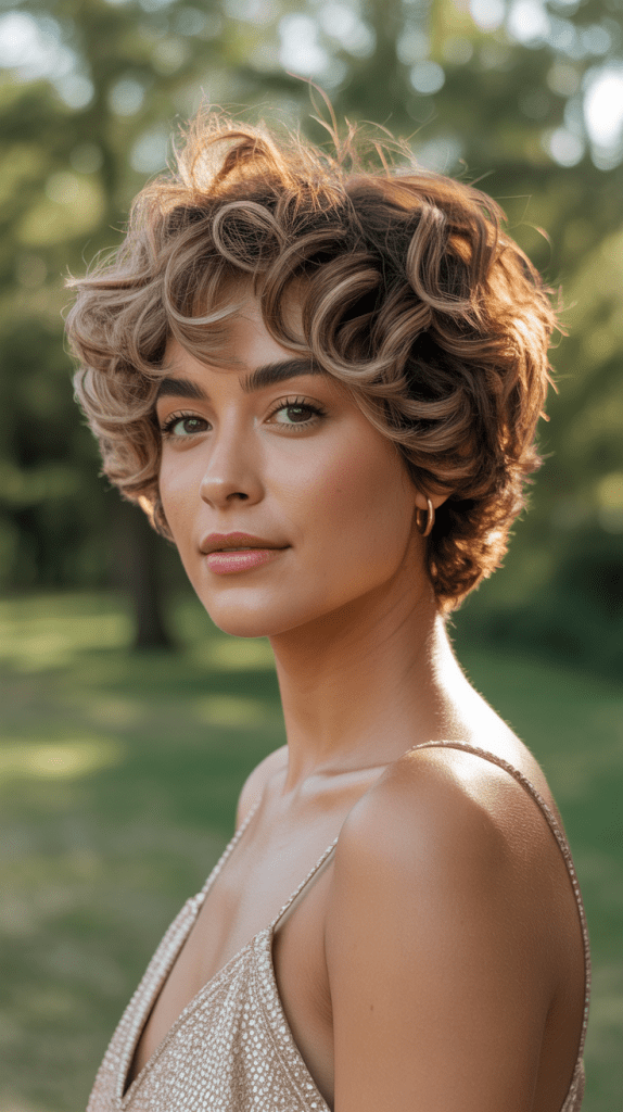 Curly Pixie with Feathered Layers
