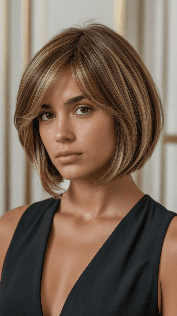  Graduated Jaw-Length Bob with Feathered Bangs