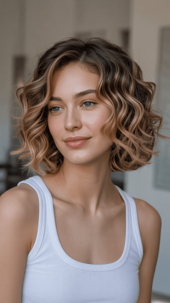 Angled Bob with Curly Graduation