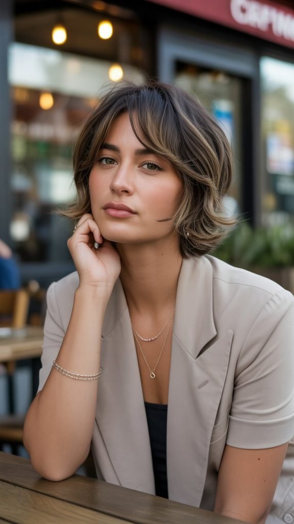 27. Layered Chin Bob with Piece-y Side Bangs