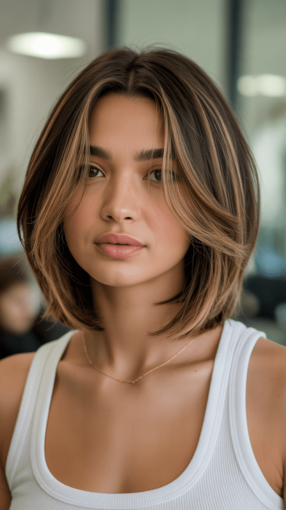 Layered French Bob with Face-Framing Highlights