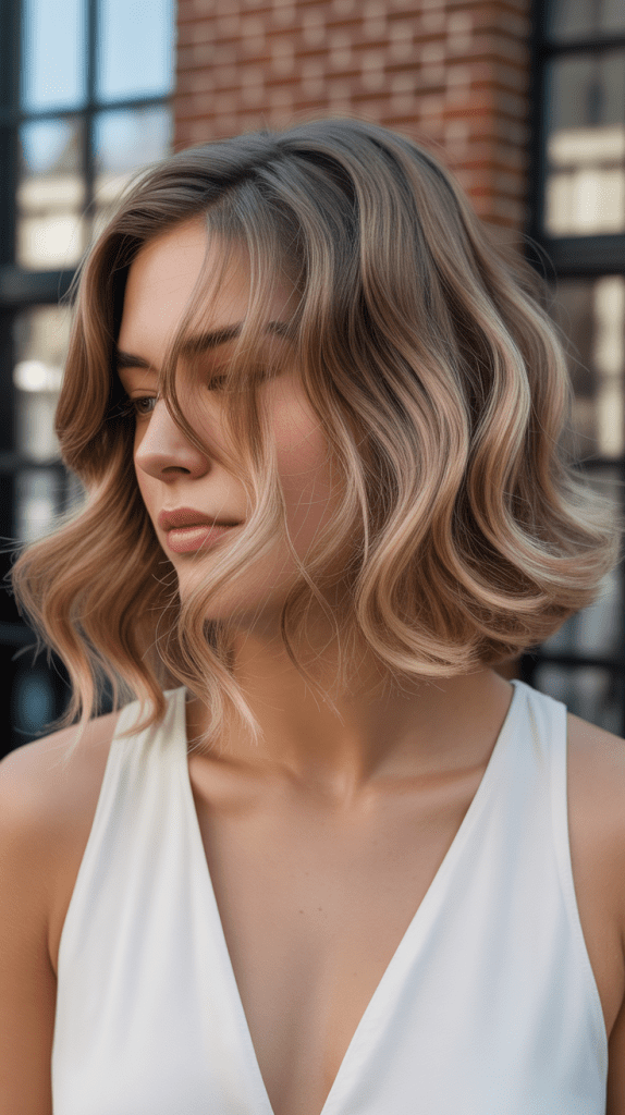 Graduated Angled Bob with Loose Waves