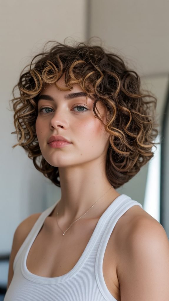 Curly Inverted Bob with Curly Fringe