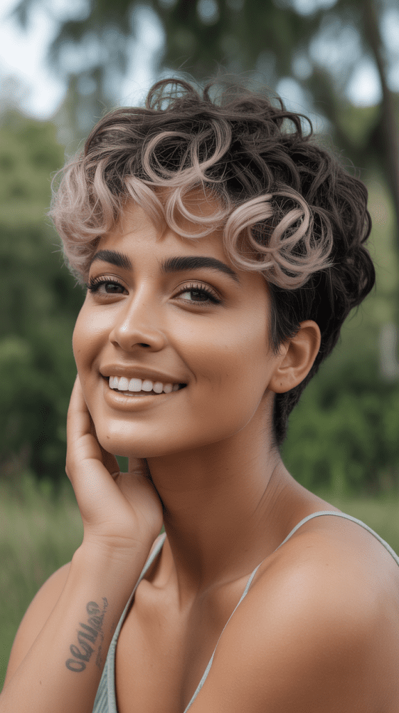  Curly Pixie with Natural Root Color