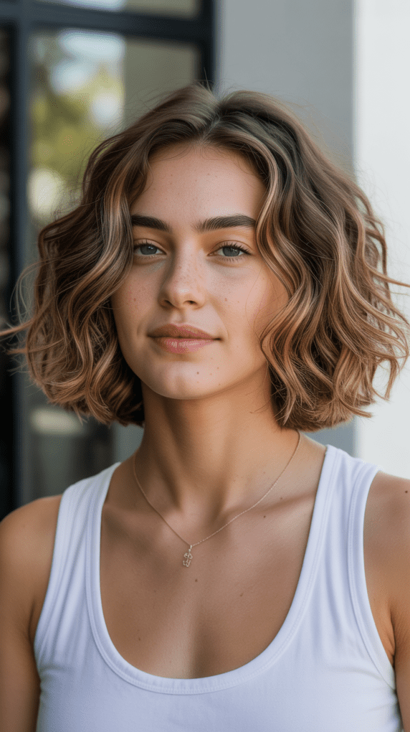 Angled Bob with Natural Air-Dried Waves