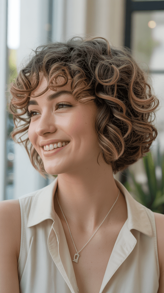 Curly Ear-Length Bob