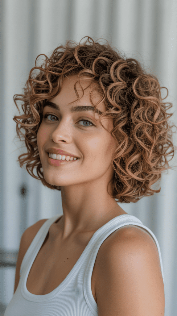 Curly Angled Bob with Definition Cream