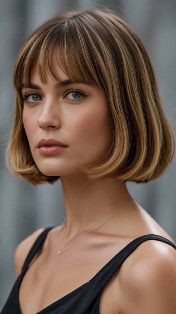 14. Neck-Length Bob with Bangs