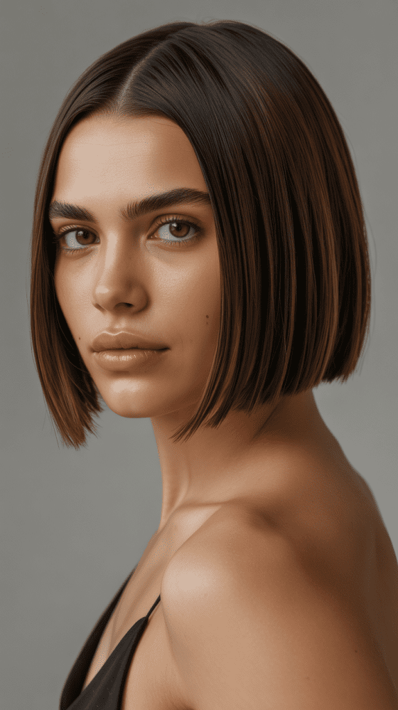 Ear-Length Bob with Pin-Straight Styling