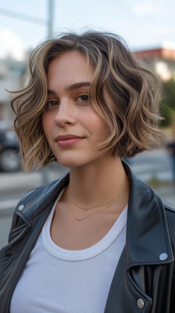 Textured Chin Bob for Round Faces