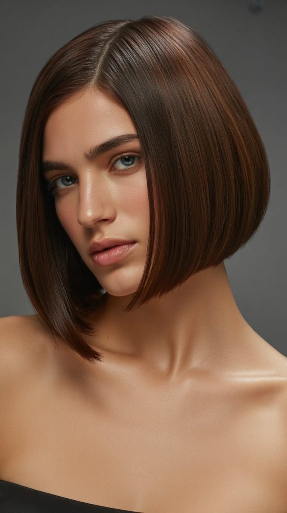  Sleek Bob with Deep Side Part