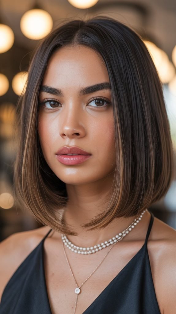 30. Modern Bob with Multi-Tonal Brunette