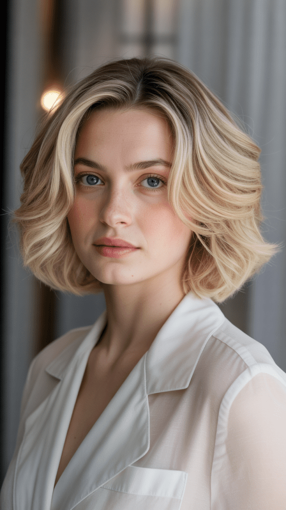Soft Layered Blonde French Bob