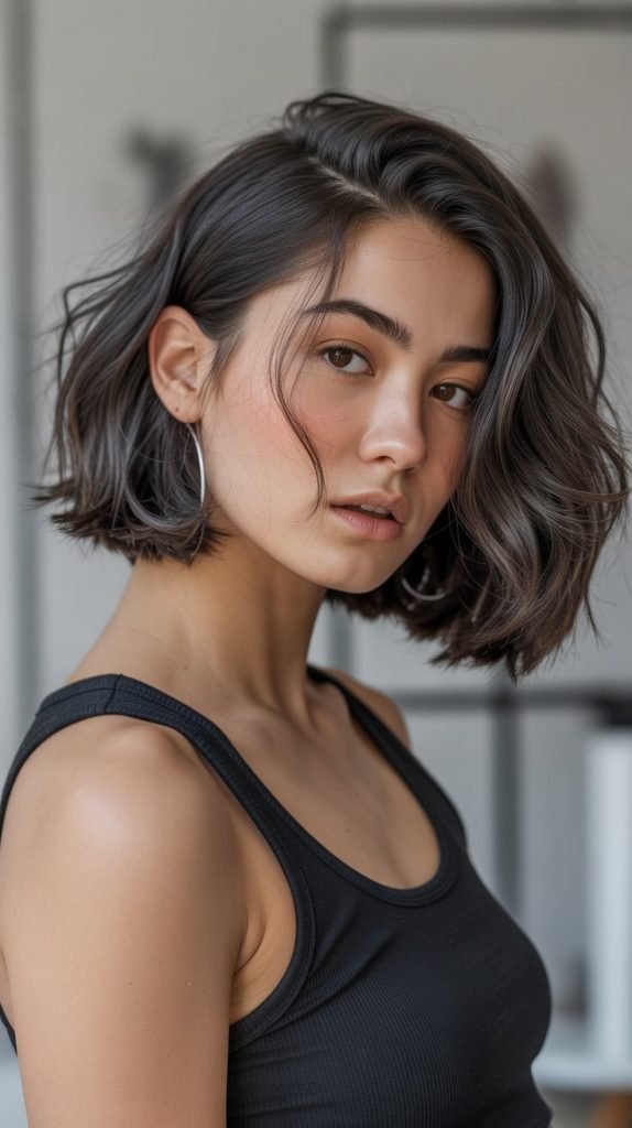  Textured Black Blunt Bob