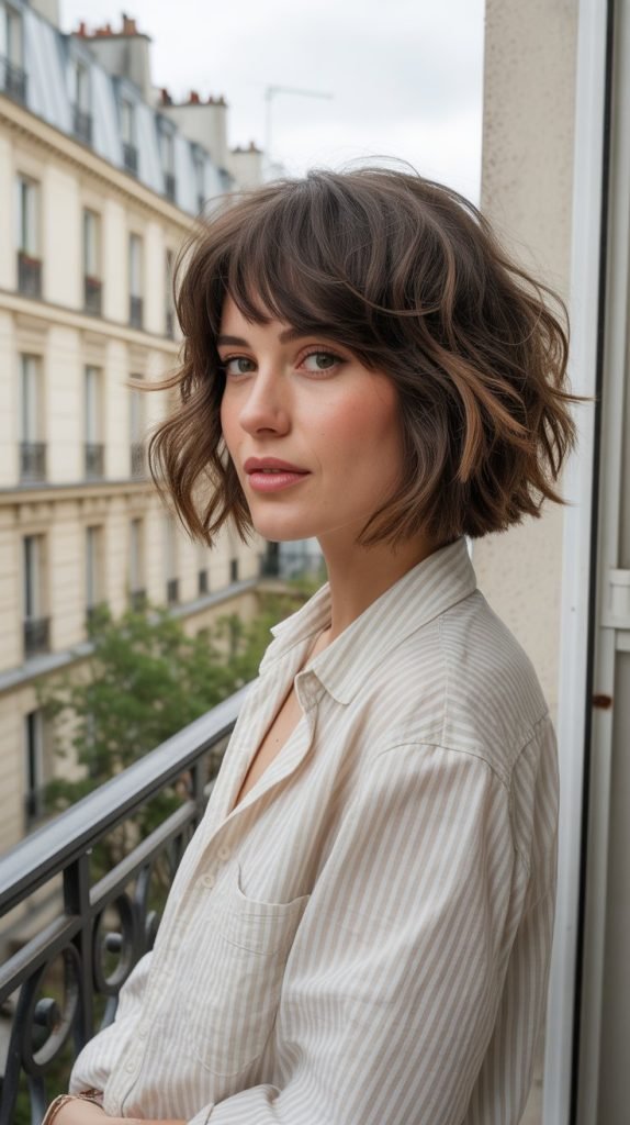 Textured French Bob with Wispy Bangs