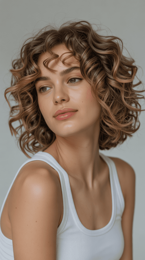  Curly Jaw-Length Bob