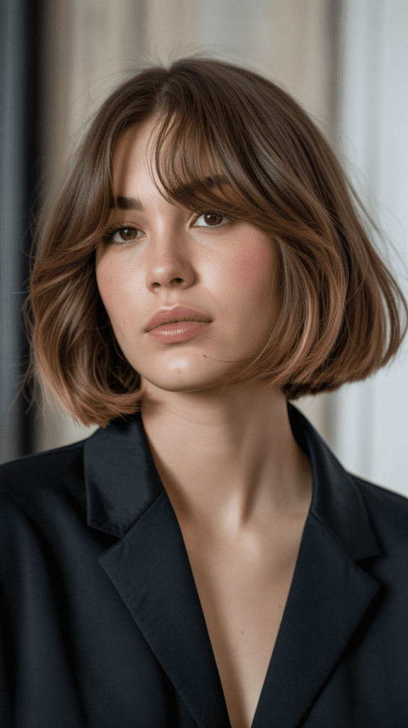 Jaw-Length Bob with Curtain Bangs