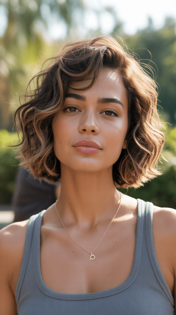 Tousled Angled Bob for Thick Waves