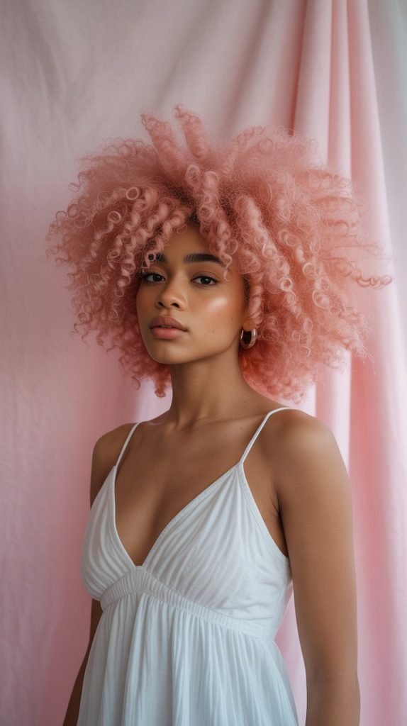 Pastel Pink Afro Puff