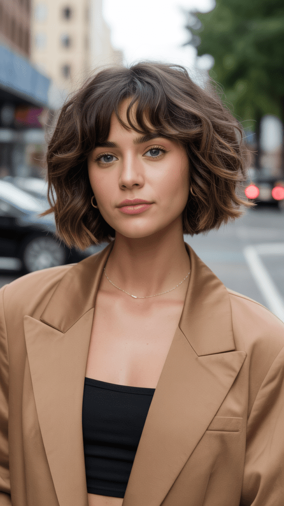 Textured Blunt Bob with Piecey Bangs