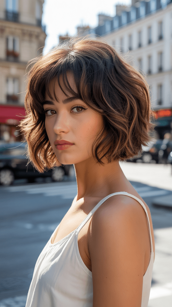 Textured French Bob with Wispy Bangs