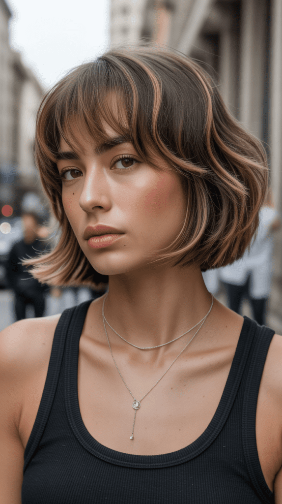  Layered French Bob with Fringe
