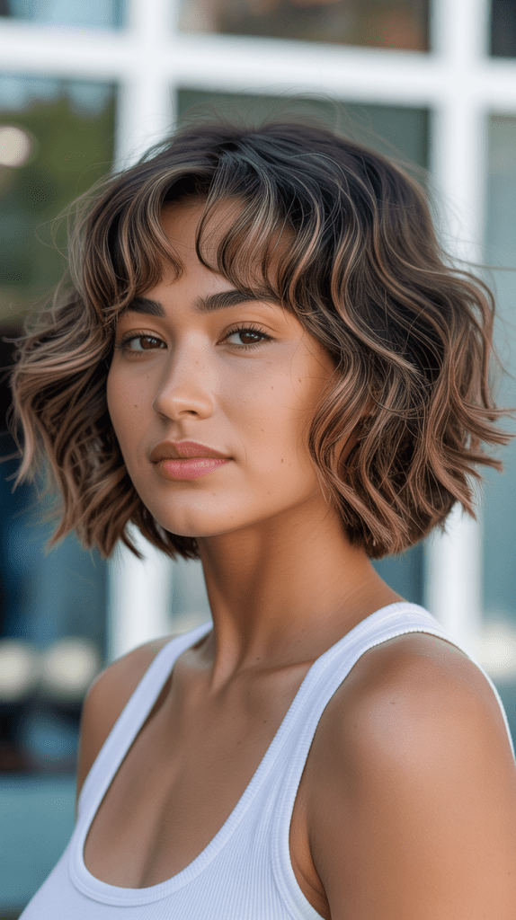 Bouncy Jaw-Length Bob with Curved Bangs