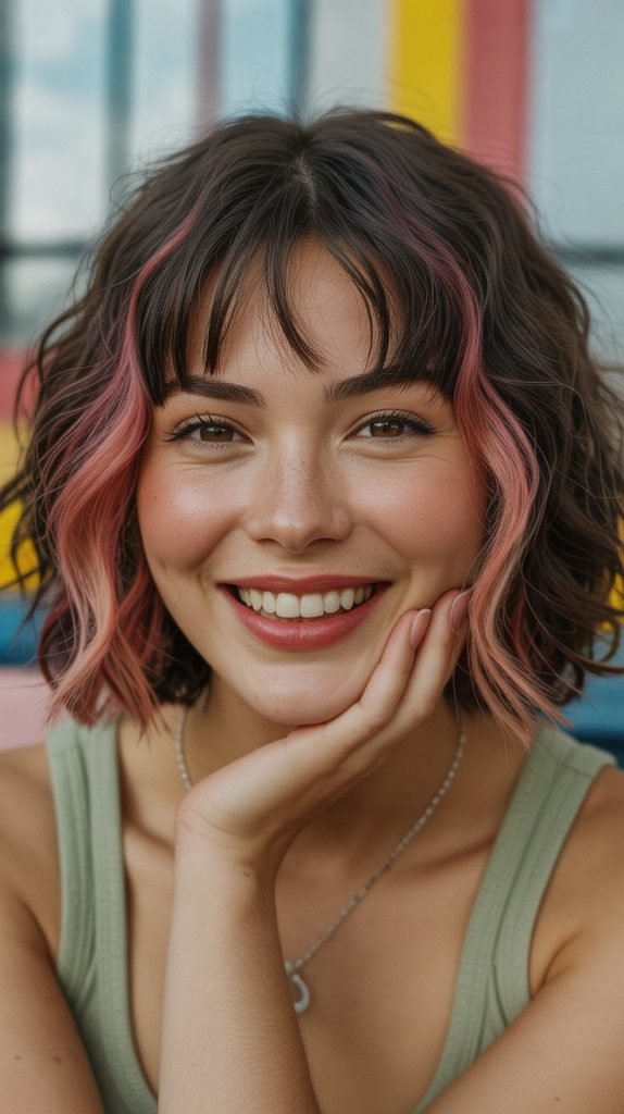 Playful Chin Bob with Fun Curtain Bangs