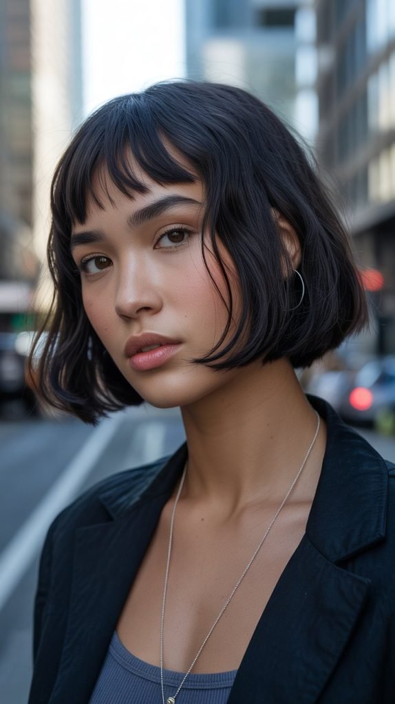 Chin-Length Bob with Baby Bangs