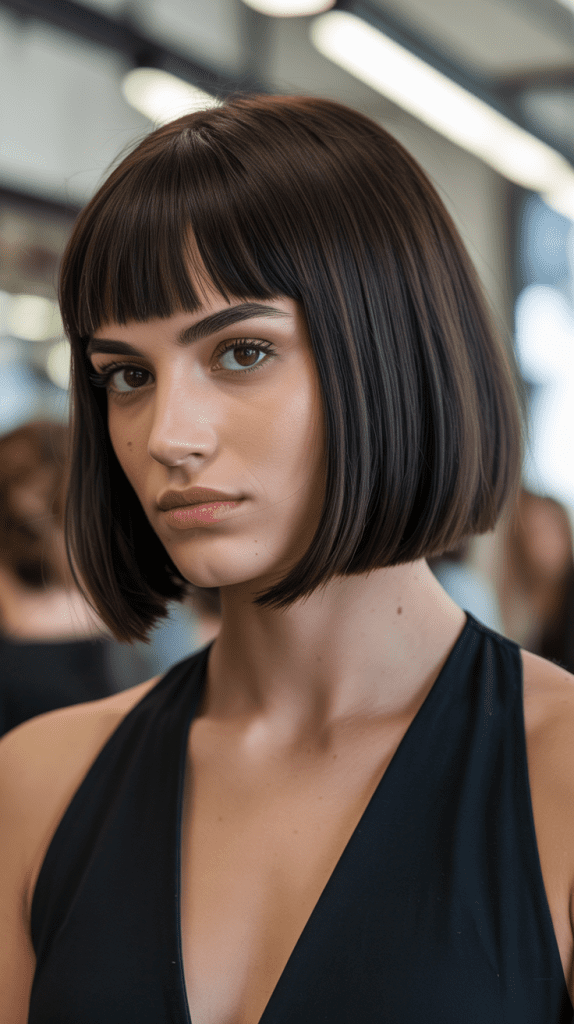Sleek Bob with Straight-Across Bangs
