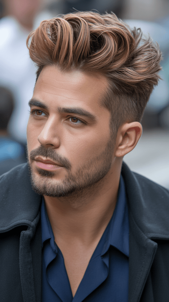 Caramel Highlights with Quiff Hairstyle