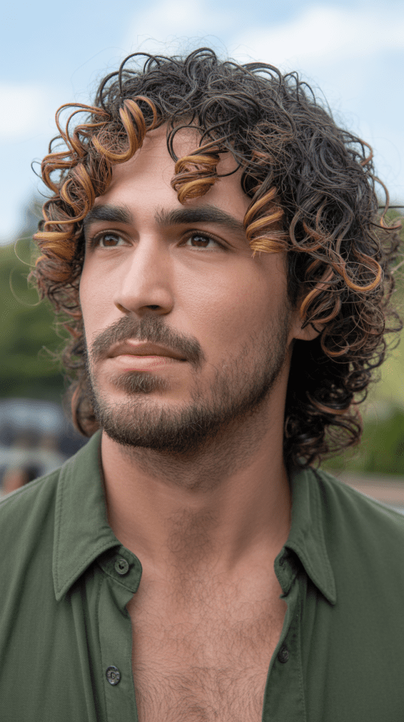 Caramel Highlights for Curly Brown Hair