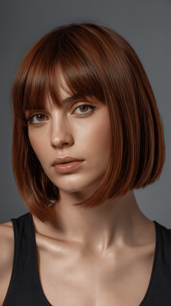 Blunt Bob with Brow-Skimming Bangs