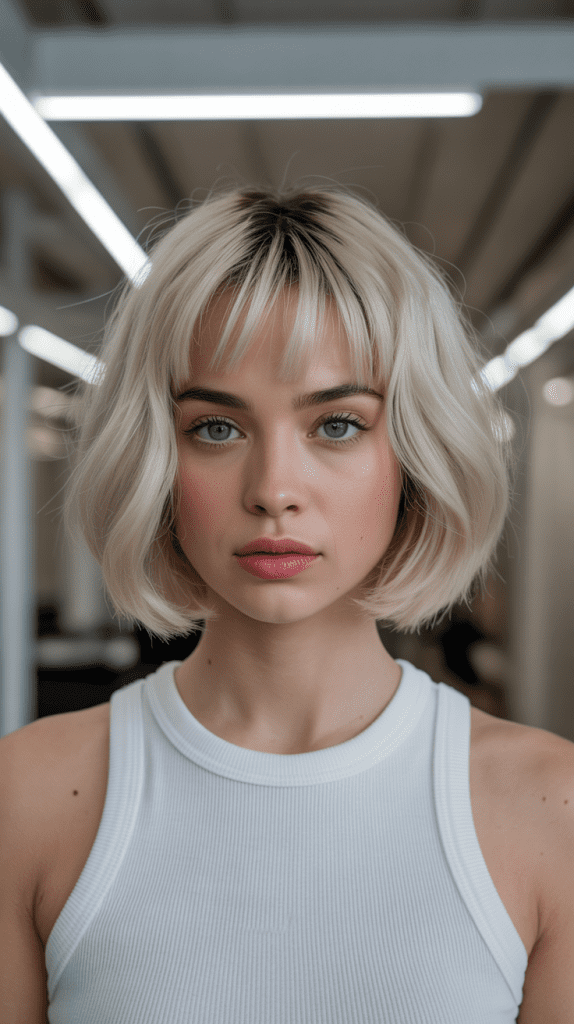 Bob with Center Part and Baby Bangs