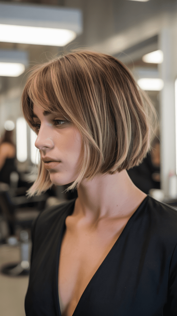 Angled Bob with Side-Swept Fringe