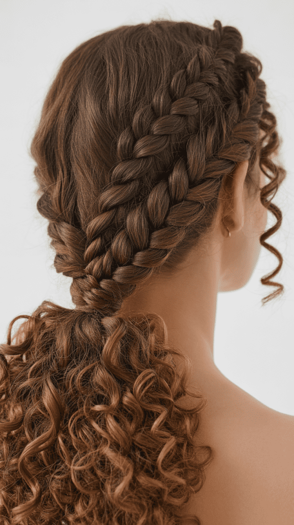 Rope Braid Ponytail with Curls