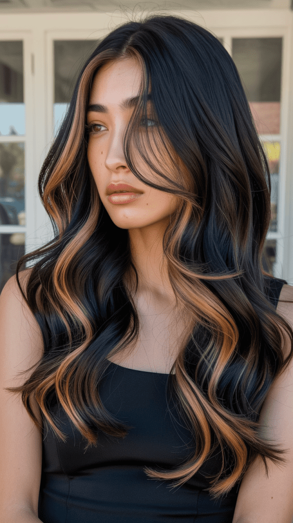 Black with Caramel Peek-a-Boo Highlights