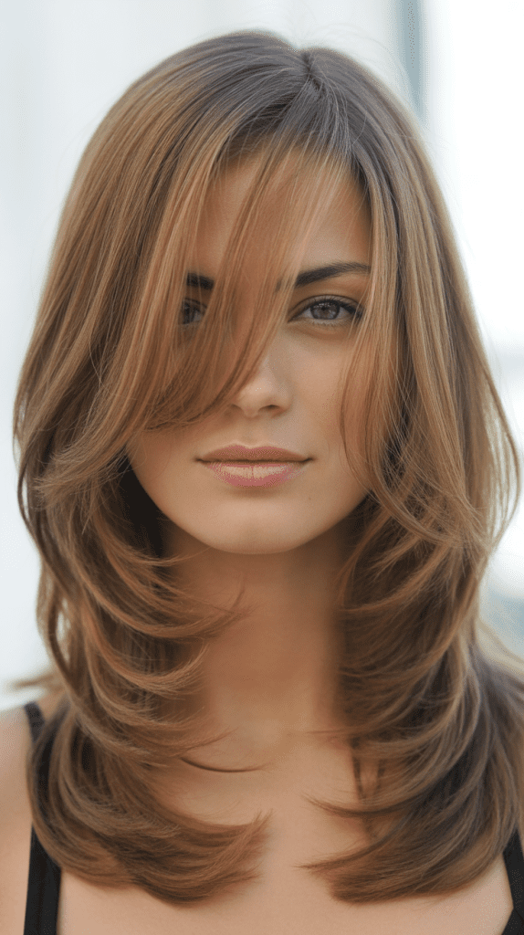 U-Shape Layers with Long Bangs