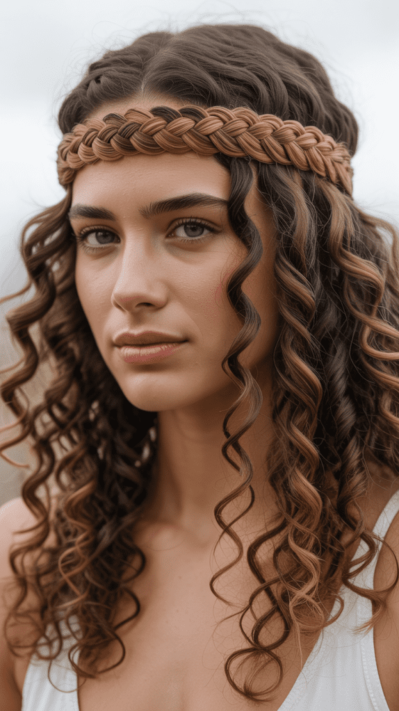 Braided Headband with Natural Curls