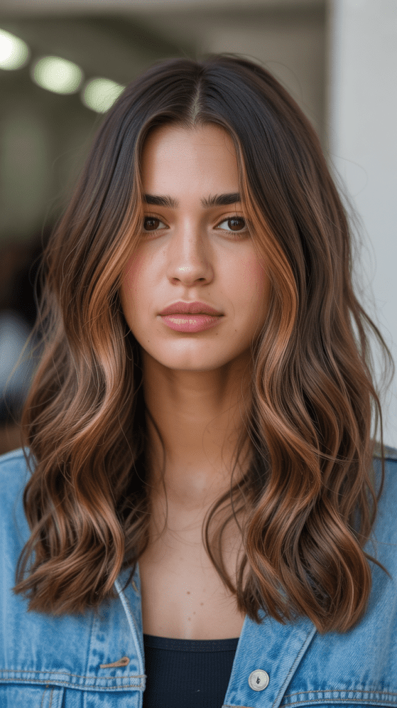 Caramel Highlights with Roots Left Dark