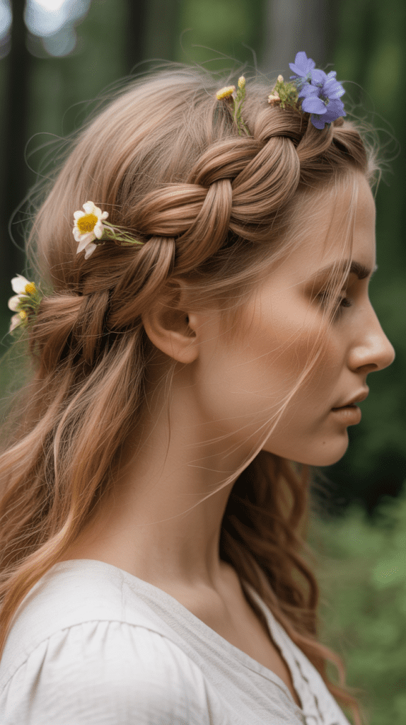 Crown Braid with Loose Ends