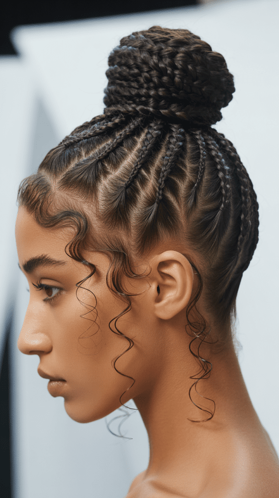 Braided Top Knot with Curly Sides