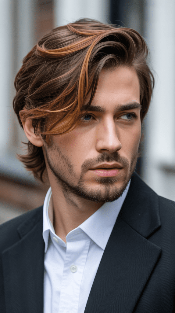 Caramel Highlights with Side-Swept Style