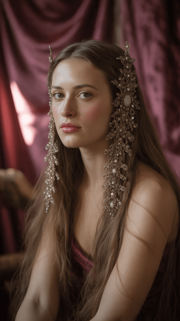 Flowing Hair with Decorative Combs