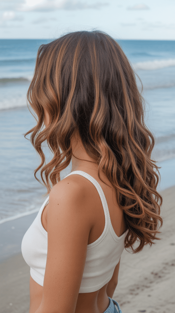 Caramel Highlights for Beach Waves