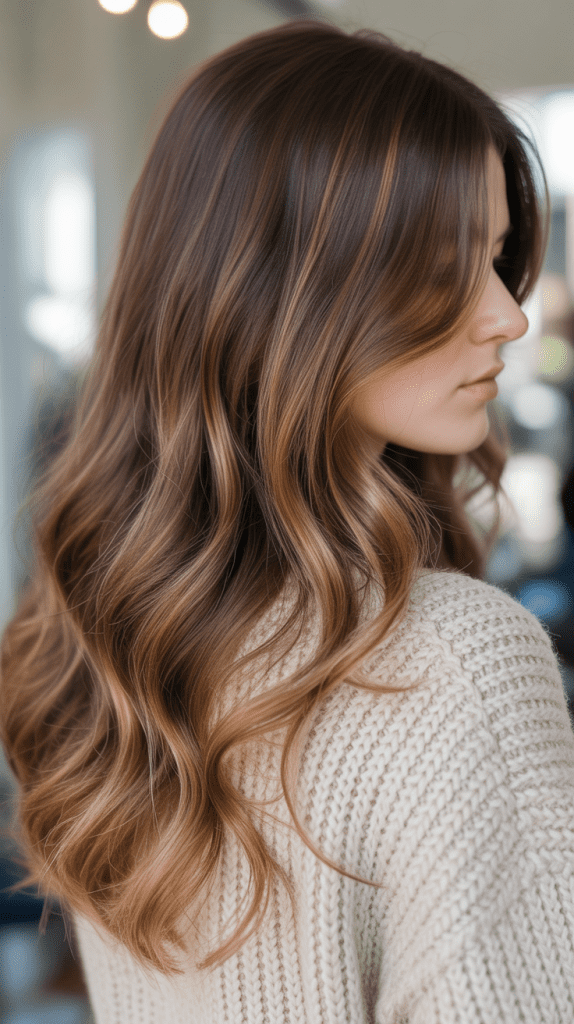 Caramel Highlights for Fine Wavy Hair